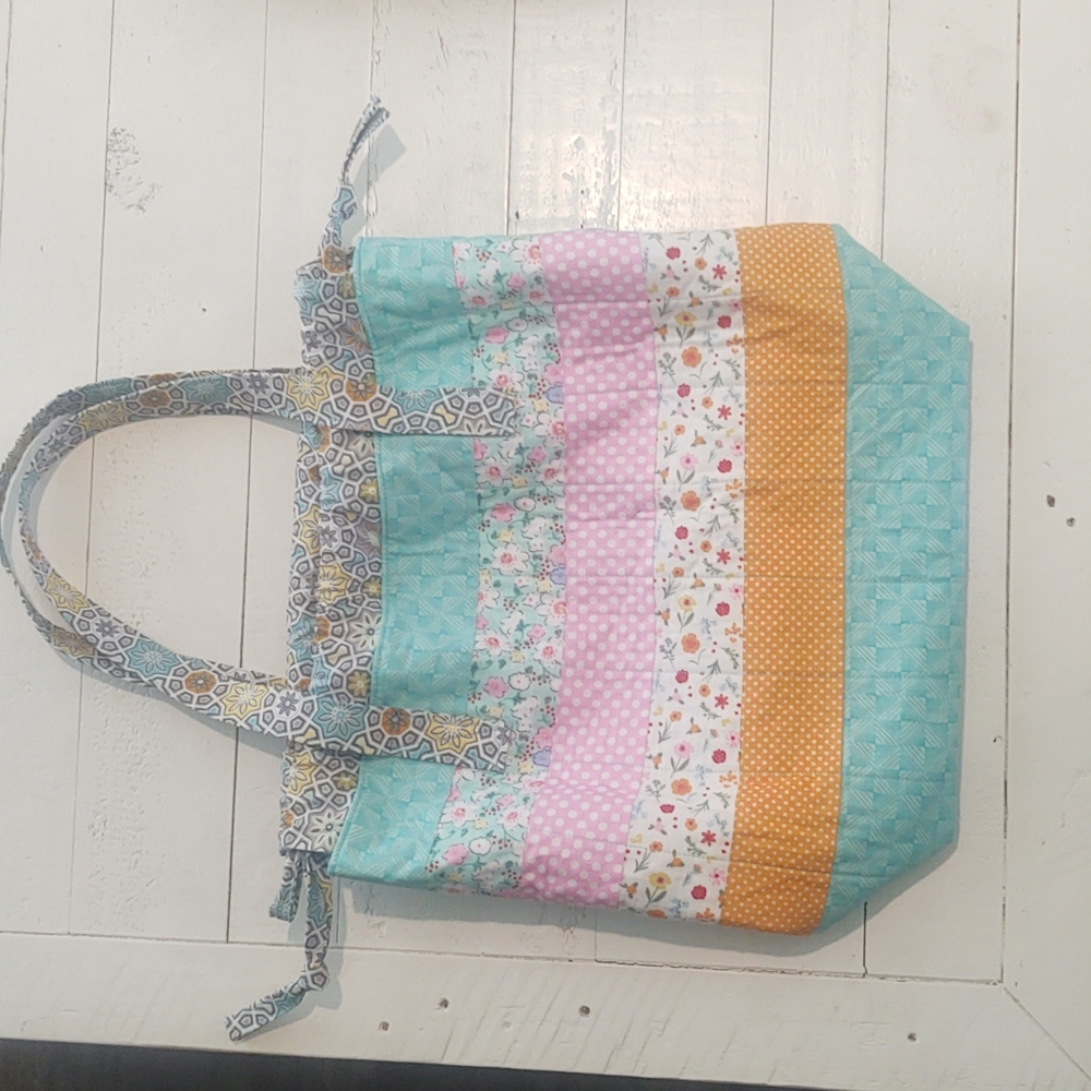 Multicolor Patchwork Drawstring Bag